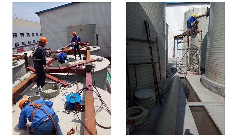 我司售后服務(wù)人員為浙江杭州客戶(hù)工廠PPH纏繞儲(chǔ)罐安裝提供技術(shù)支持
